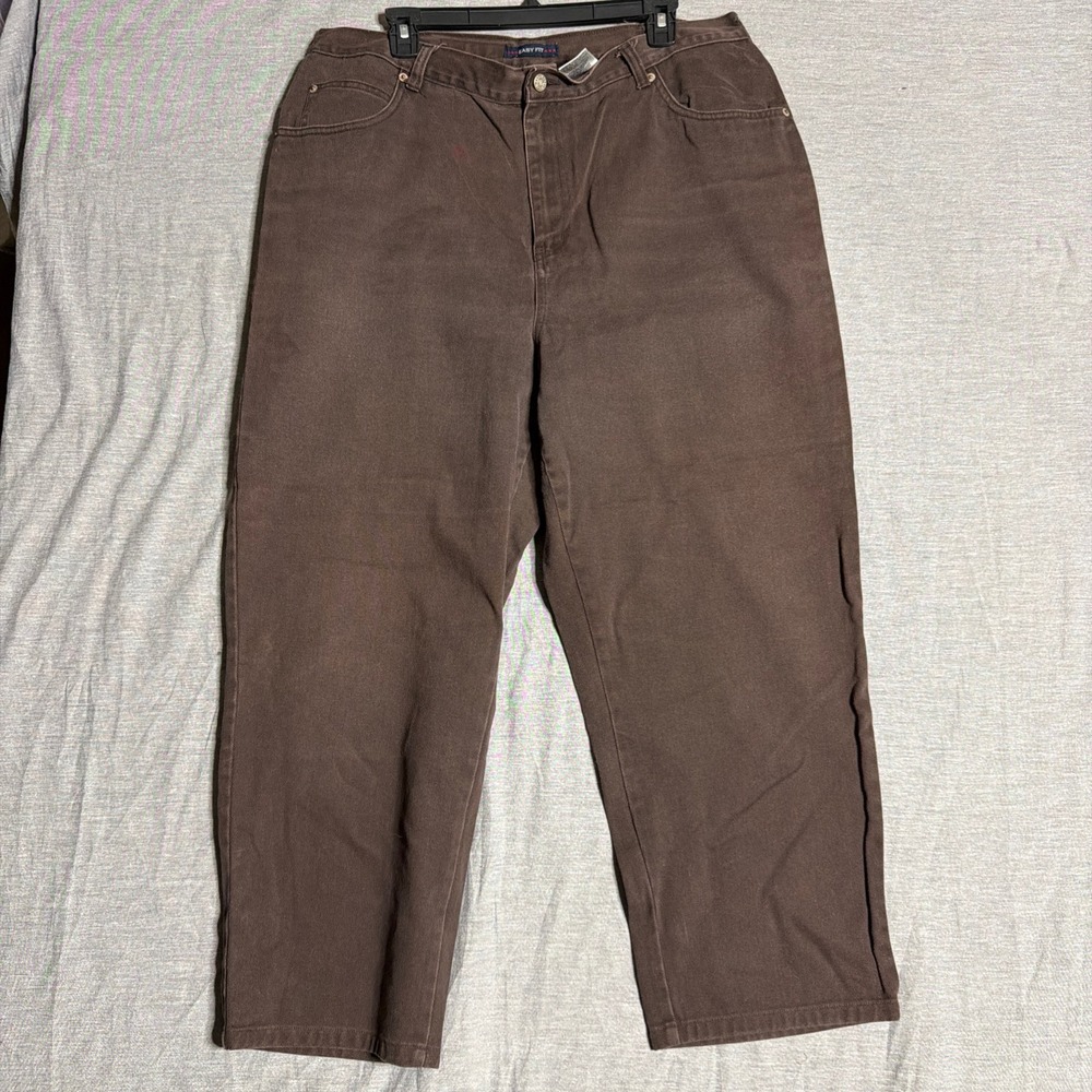 Bill Blass Jeans Womens 18W Brown Easy Fit Straight Leg Denim Pants Cotton